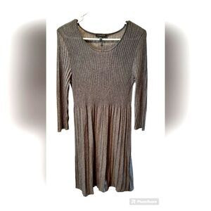 Eileen Fisher Dress Womans XS Gray Wool Pleated Bohemian Business Casual Party
